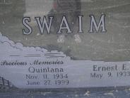 OK, Grove, Olympus Cemetery, Swaim, Ernest E. & Quintana Headstone (Close Up)
