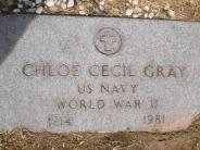 OK, Grove, Olympus Cemetery, Military Headstone, Gray, Chloe Cecil