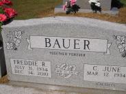 OK, Grove, Olympus Cemetery, Headstone Close Up, Bauer, Freddie R. & C. June (Caudill)