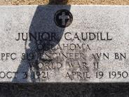 OK, Grove, Olympus Cemetery, Military Headstone Close Up, Caudill, Junior