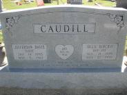 OK, Grove, Olympus Cemetery, Headstone Close Up, Caudill, Jefferson Davis & Ollie Birchie