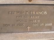 OK, Grove, Olympus Cemetery, Military Headstone, Francis, Kerwin Kern