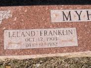 OK, Grove, Olympus Cemetery, Headstone Close Up, Myher, Leland Franklin