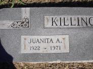 OK, Grove, Olympus Cemetery, Headstone Close Up, Killingsworth, Juanita A.