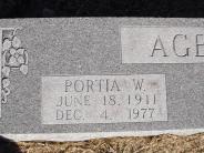 OK, Grove, Olympus Cemetery, Headstone Close Up, Ager, Portia W.