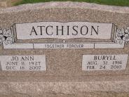 OK, Grove, Olympus Cemetery, Headstone Close Up, Atchison, Buryll & Jo Ann