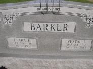 OK, Grove, Olympus Cemetery, Headstone Close Up, Barker, Vestal L. & Clara E.