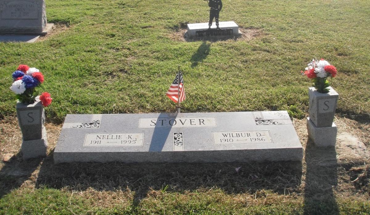 OK, Grove, Olympus Cemetery, Headstone, Stover, Wilbur Donald & Nellie K.