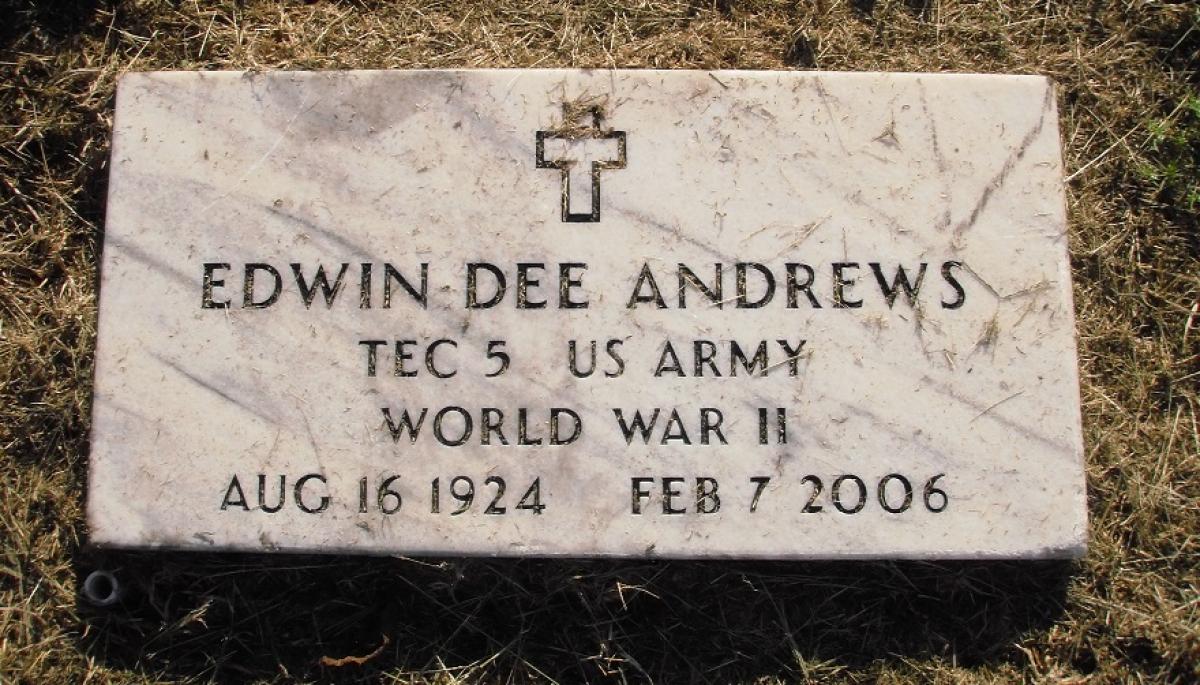 OK, Grove, Olympus Cemetery, Military Headstone, Andrews, Edwin Dee