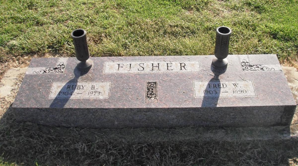 OK, Grove, Olympus Cemetery, Headstone, Fisher, Fred W. & Ruby B.