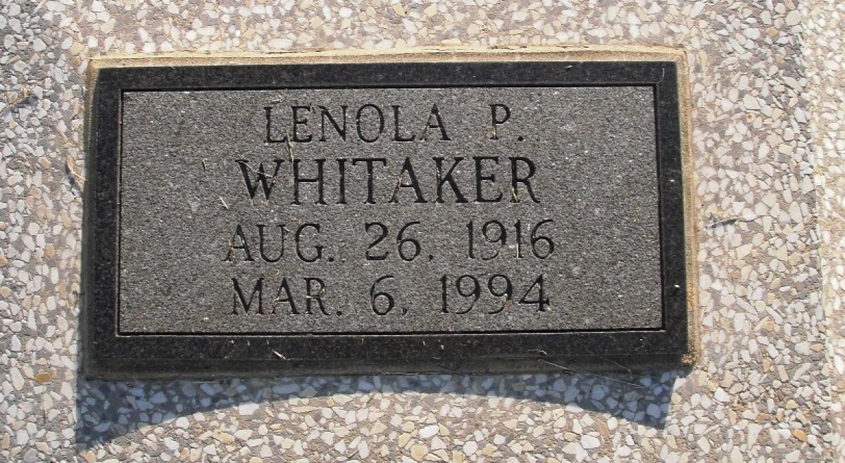 OK, Grove, Olympus Cemetery, Headstone, Whitaker, Lenola P.