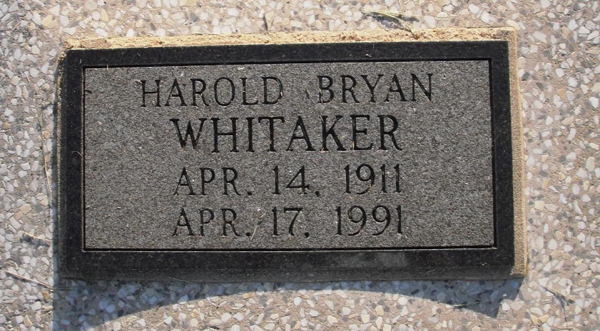 OK, Grove, Olympus Cemetery, Headstone, Whitaker, Harold Bryan