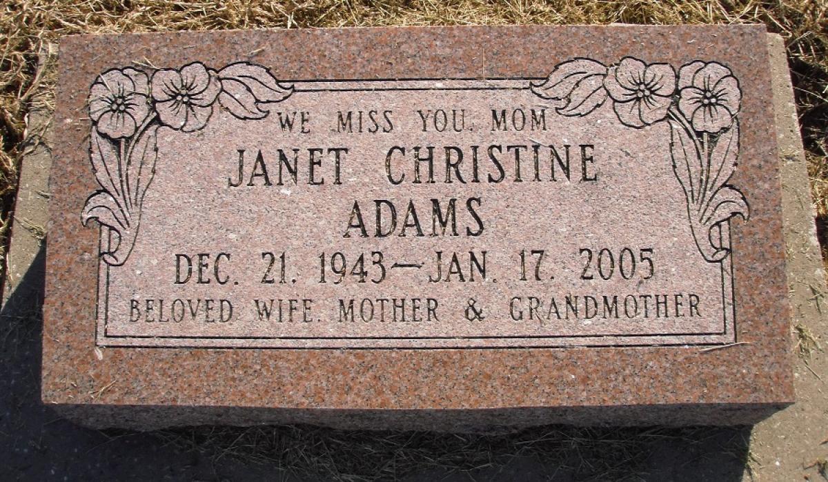 OK, Grove, Olympus Cemetery, Headstone, Adams, Janet Christine