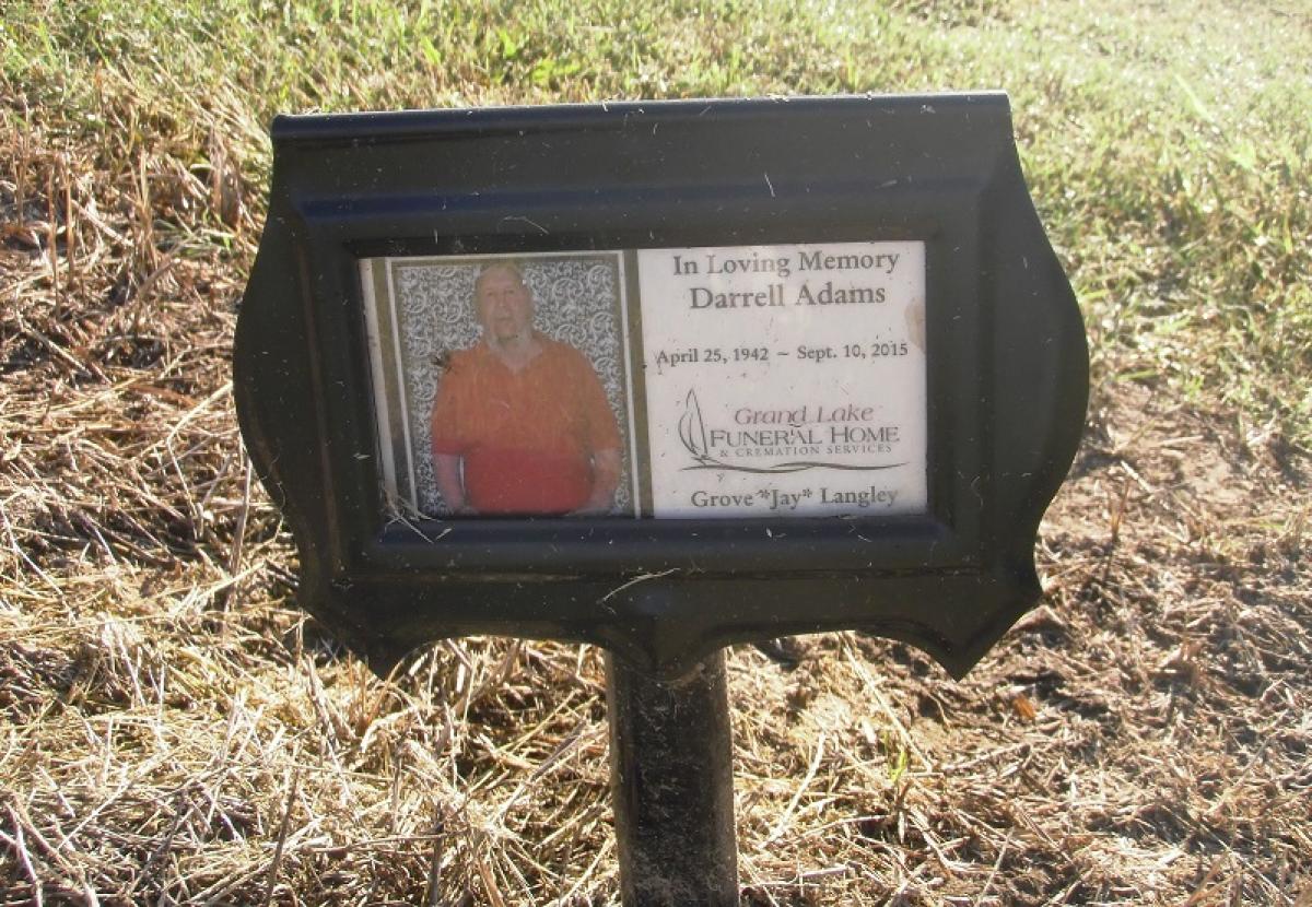 OK, Grove, Olympus Cemetery, Funeral Marker, Adams, Darrell