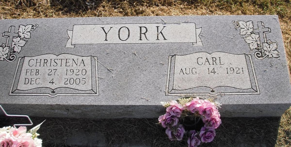 OK, Grove, Olympus Cemetery, Headstone, York, Carl & Christena