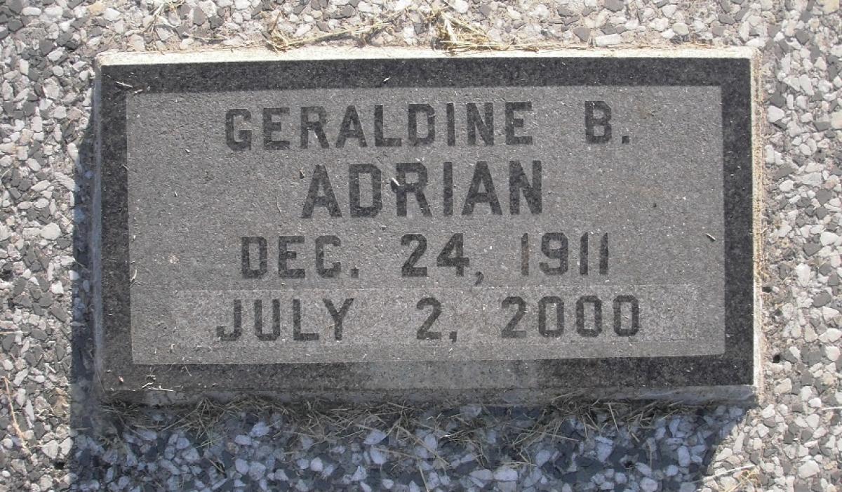OK, Grove, Olympus Cemetery, Headstone, Adrian, Geraldine B.