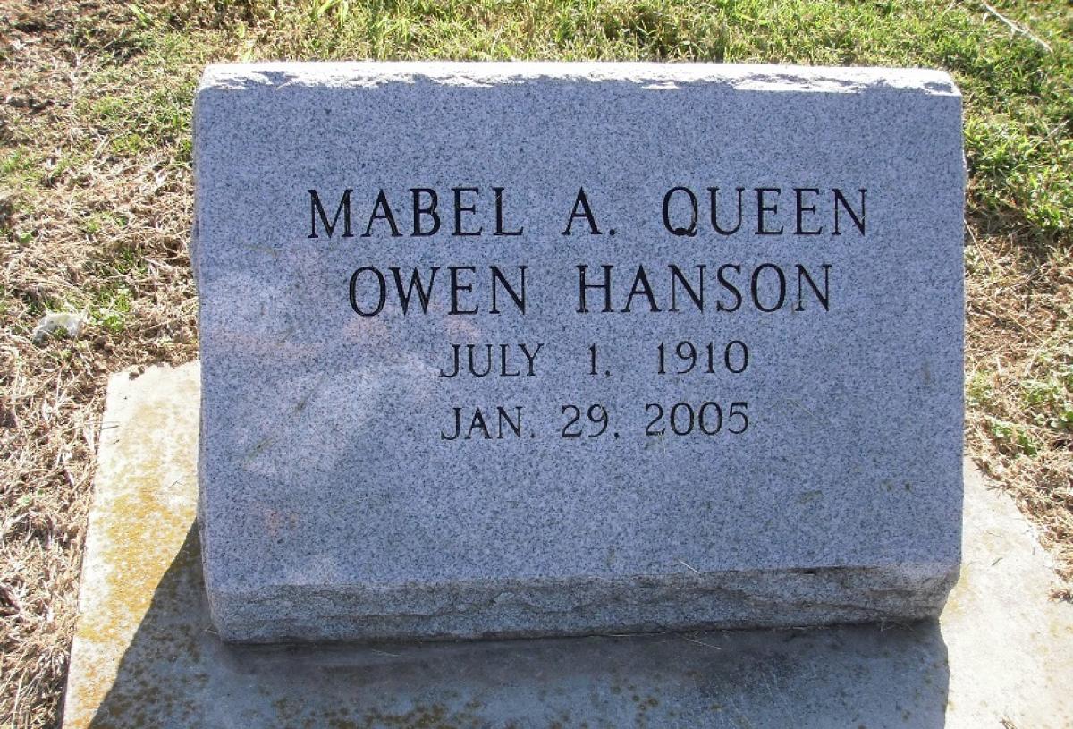 OK, Grove, Olympus Cemetery, Headstone, Hanson, Mabel A. (Owen) (Queen)