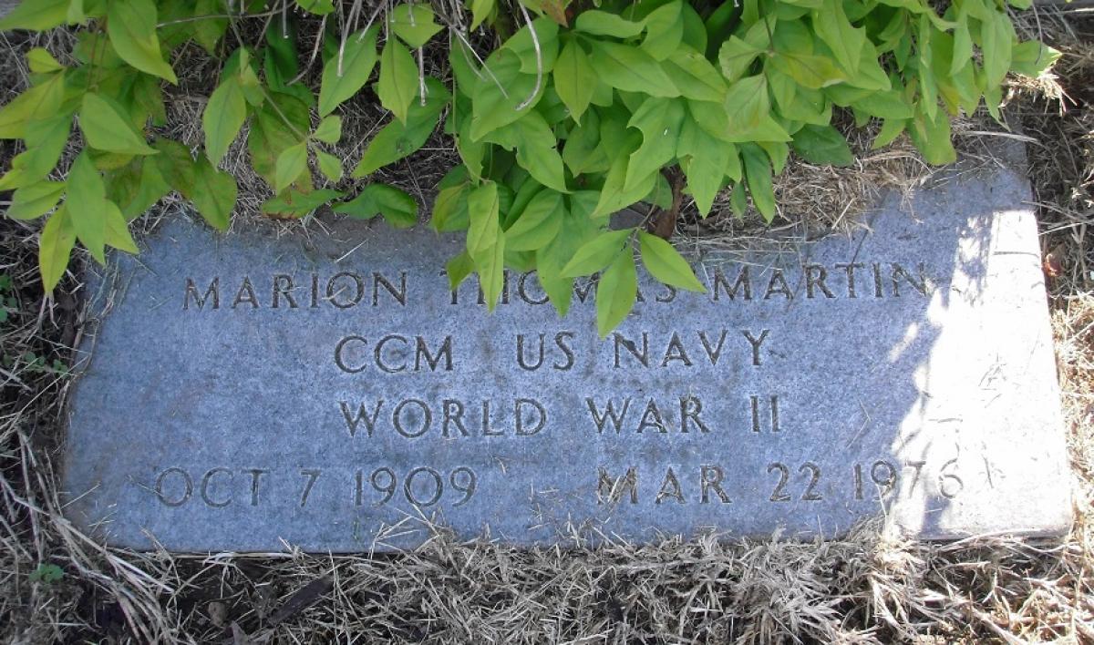 OK, Grove, Olympus Cemetery, Military Headstone, Martin, Marion Thomas