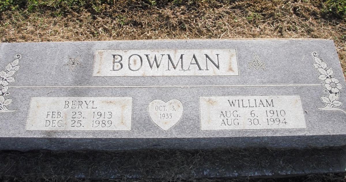 OK, Grove, Olympus Cemetery, Headstone, Bowman, William & Beryl