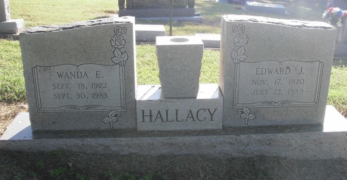 OK, Grove, Olympus Cemetery, Headstone, Hallacy, Edward J. & Wanda E.