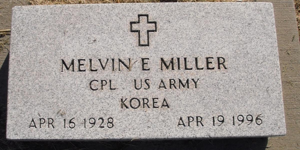 OK, Grove, Olympus Cemetery, Military Headstone, Miller, Melvin E.