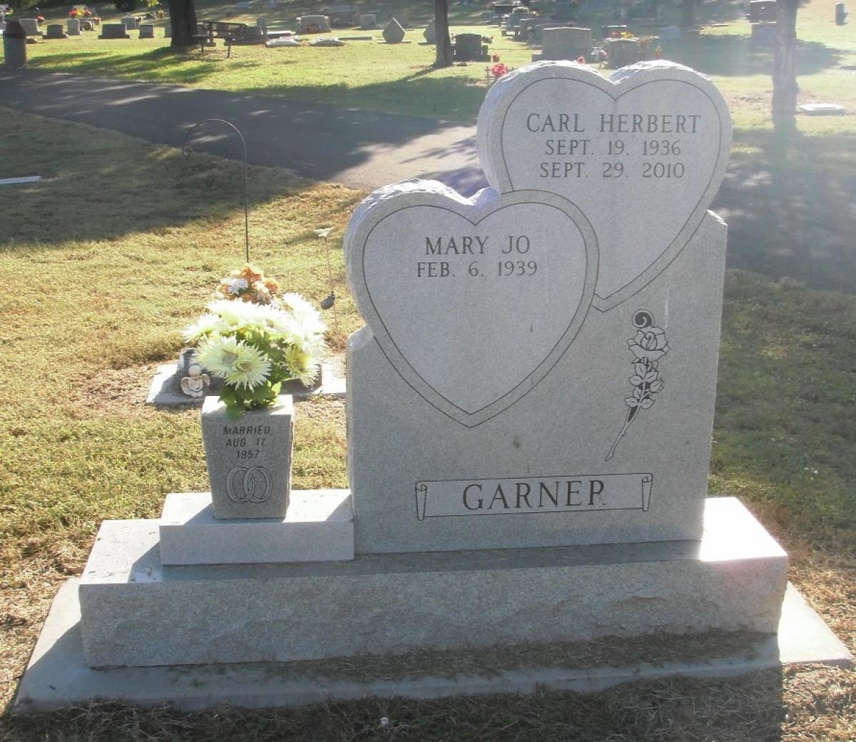 OK, Grove, Olympus Cemetery, Headstone, Garner, Carl Herbert & Mary Jo