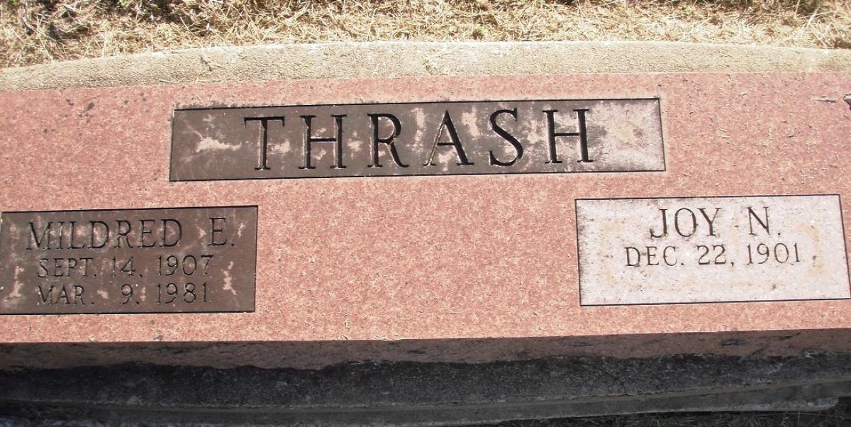 OK, Grove, Olympus Cemetery, Headstone, Thrash, Mildred E. & Joy N.