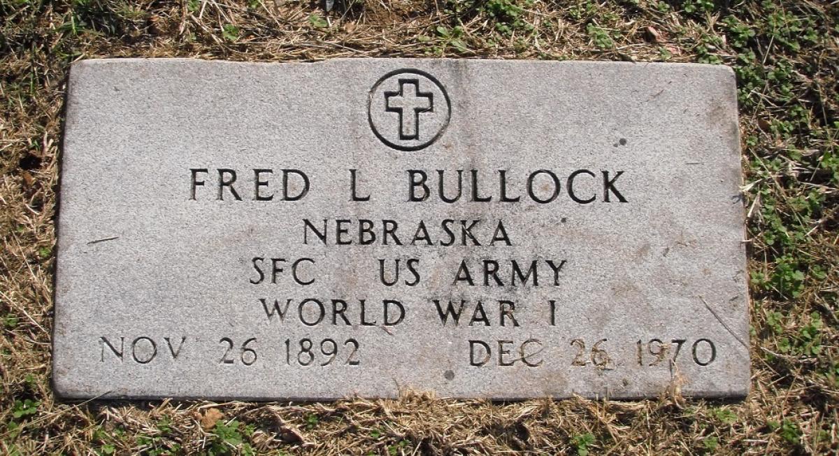 OK, Grove, Olympus Cemetery, Military Headstone, Bullock, Fred L.