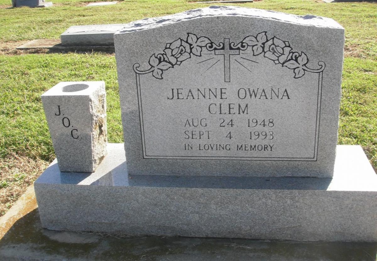 OK, Grove, Olympus Cemetery, Headstone, Clem, Jeanne Owana