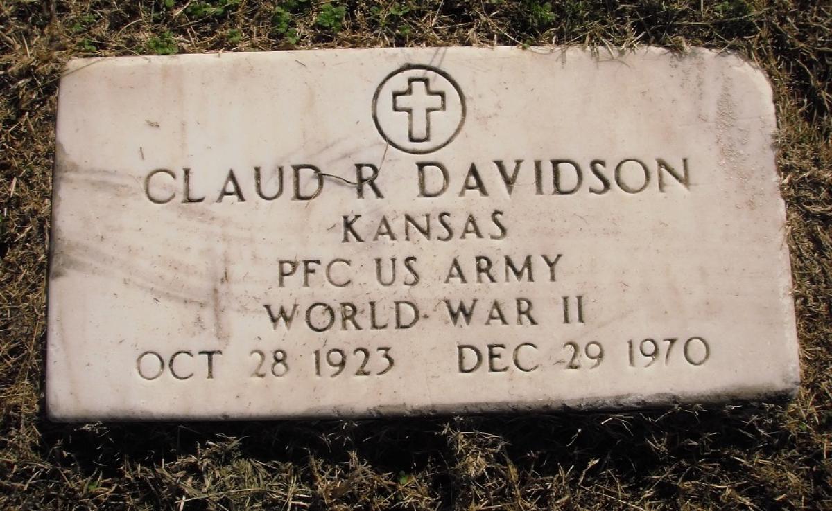 OK, Grove, Olympus Cemetery, Military Headstone, Davidson, Claud R.