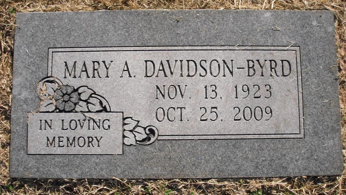 OK, Grove, Olympus Cemetery, Headstone, Davidson-Byrd, Mary A.