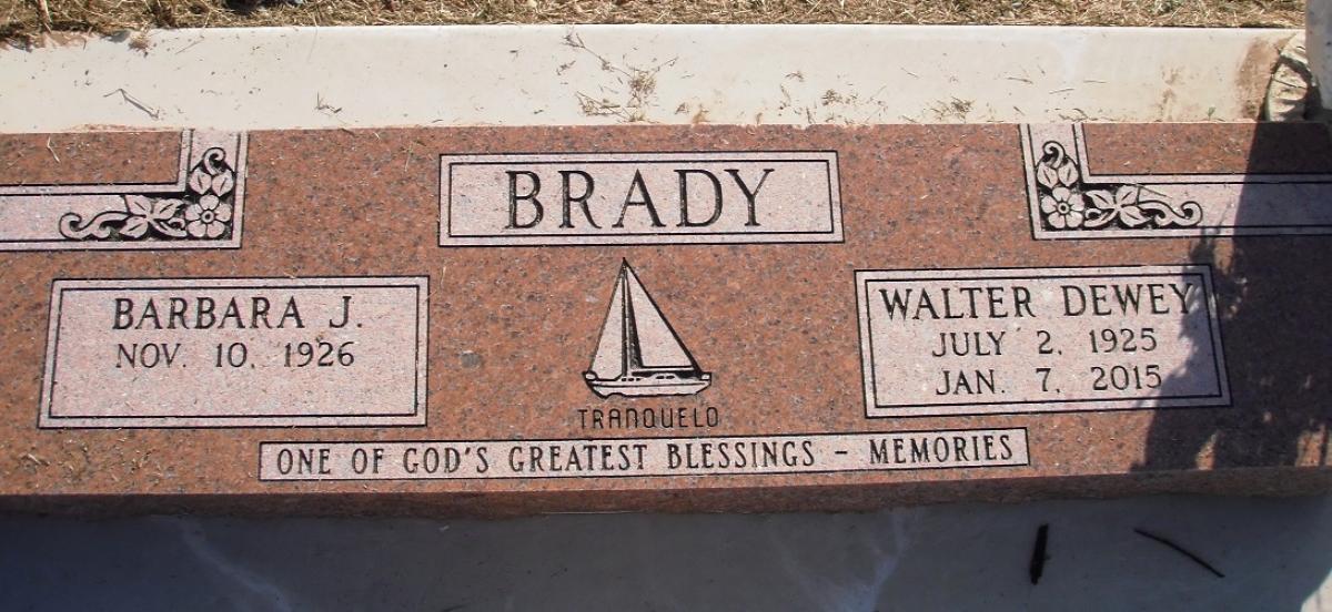 OK, Grove, Olympus Cemetery, Headstone, Brady, Walter Dewey & Barbara J.