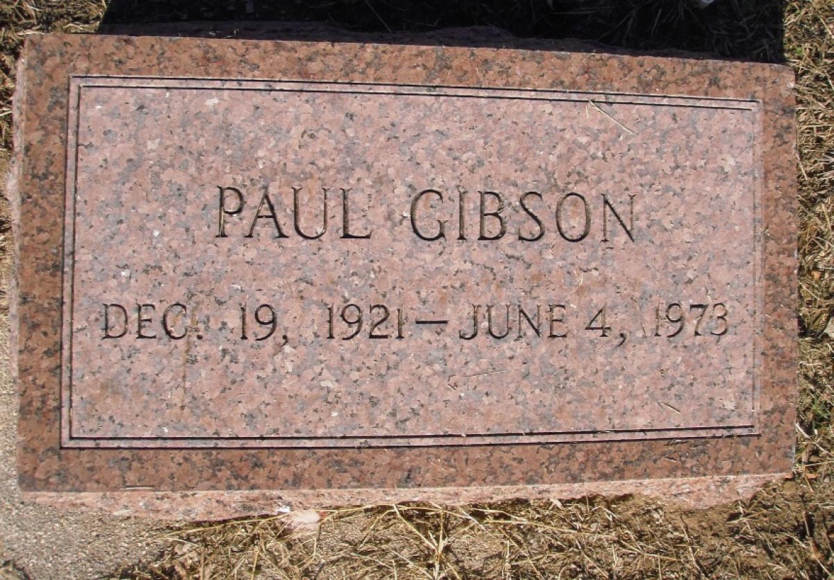 OK, Grove, Olympus Cemetery, Headstone, Gibson, Paul