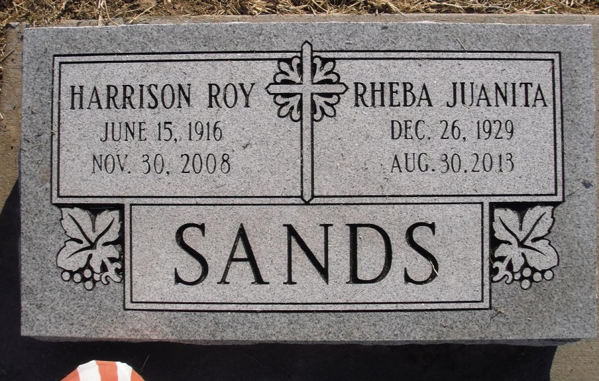 OK, Grove, Olympus Cemetery, Headstone, Sands, Harrison Roy & Rheba Juanita