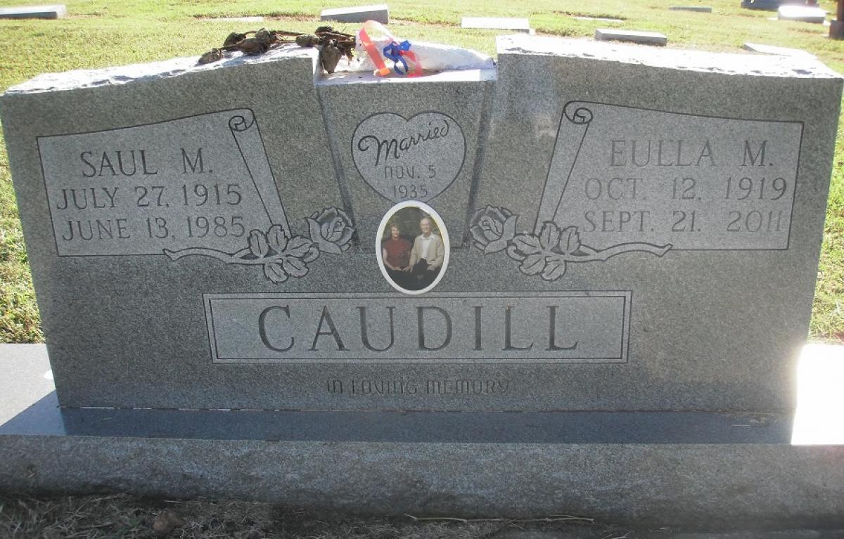 OK, Grove, Olympus Cemetery, Headstone, Caudill, Saul M. & Eulla M.