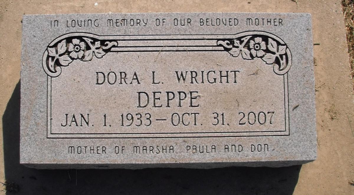 OK, Grove, Olympus Cemetery, Headstone, Deppe, Dora L. (Wright)