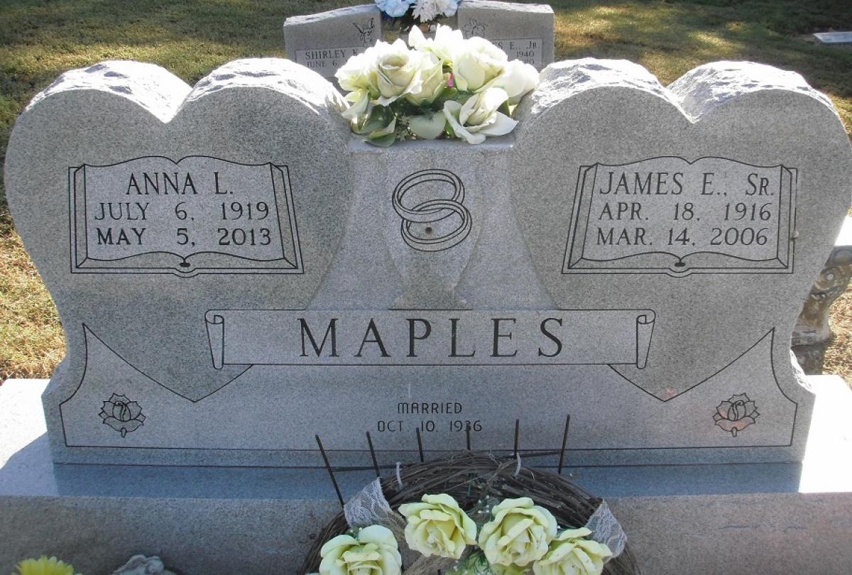 OK, Grove, Olympus Cemetery, Headstone, Maples, James E. Sr. & Anna L.