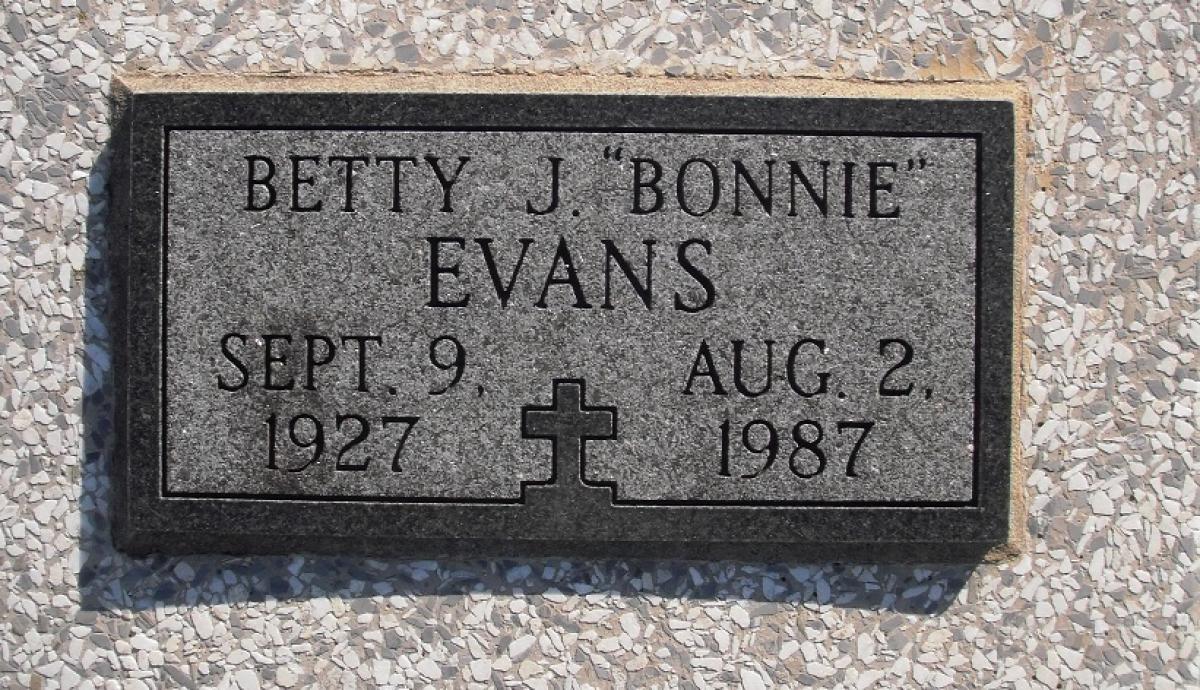 OK, Grove, Olympus Cemetery, Headstone, Evans, Betty J. "Bonnie"