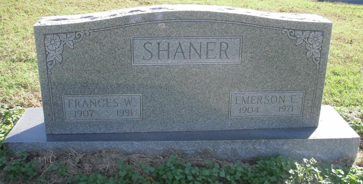 OK, Grove, Olympus Cemetery, Headstone, Shaner, Emerson E. & Frances W.