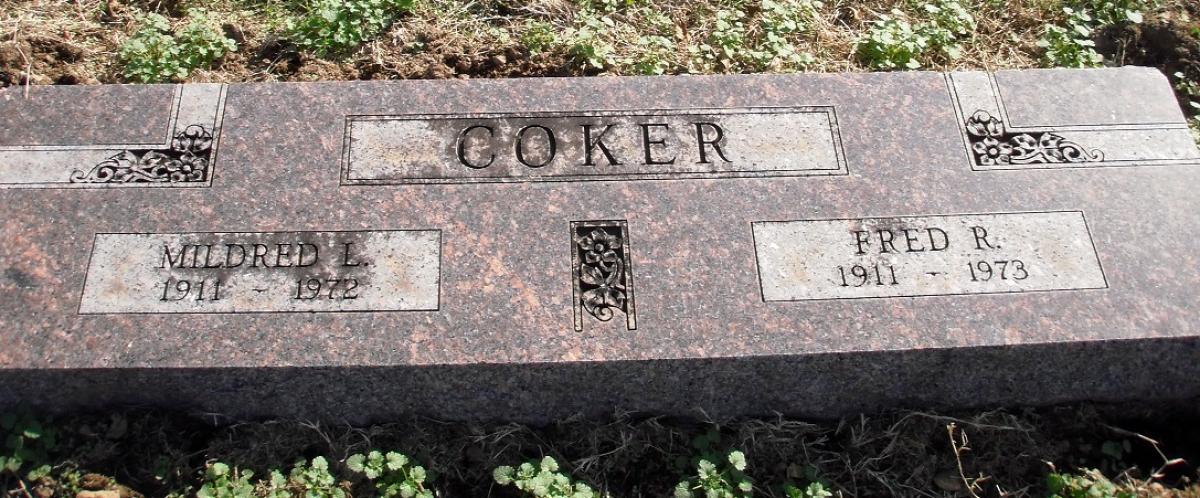 OK, Grove, Olympus Cemetery, Headstone, Coker, Fred R. & Mildred L.