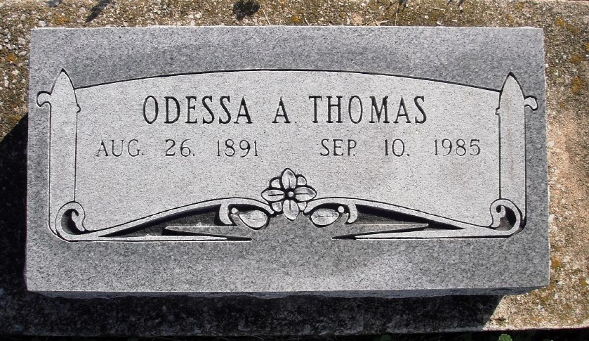 OK, Grove, Olympus Cemetery, Headstone, Thomas, Odessa A.