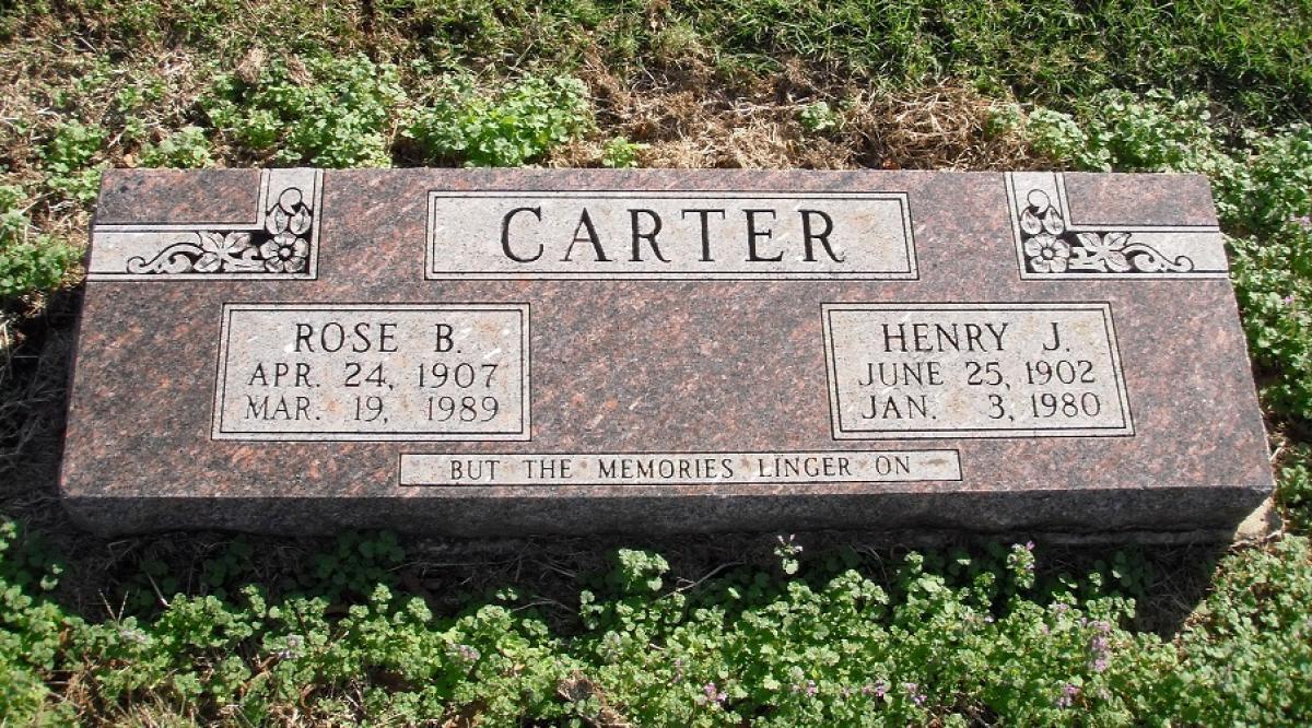 OK, Grove, Olympus Cemetery, Headstone, Carter, Henry J. & Rose B.