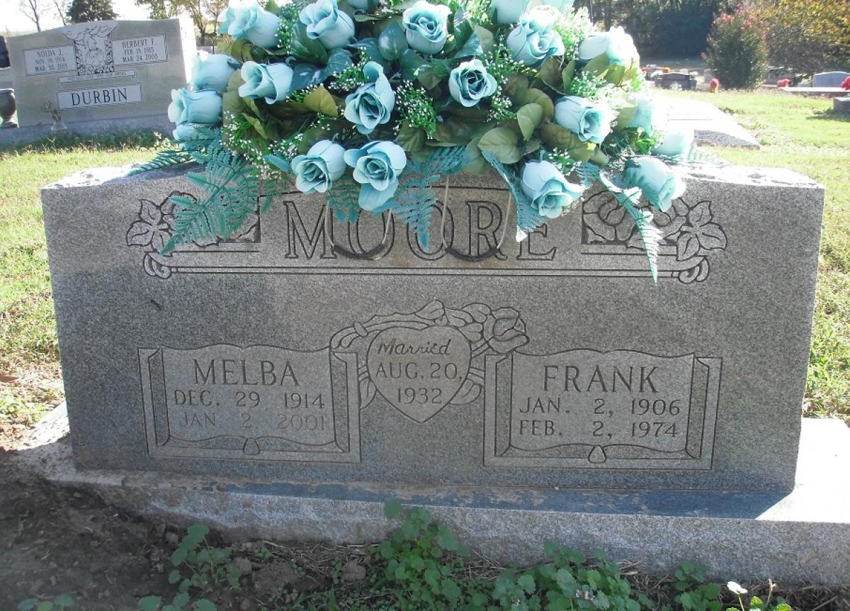 OK, Grove, Olympus Cemetery, Headstone, Moore, Frank & Melba