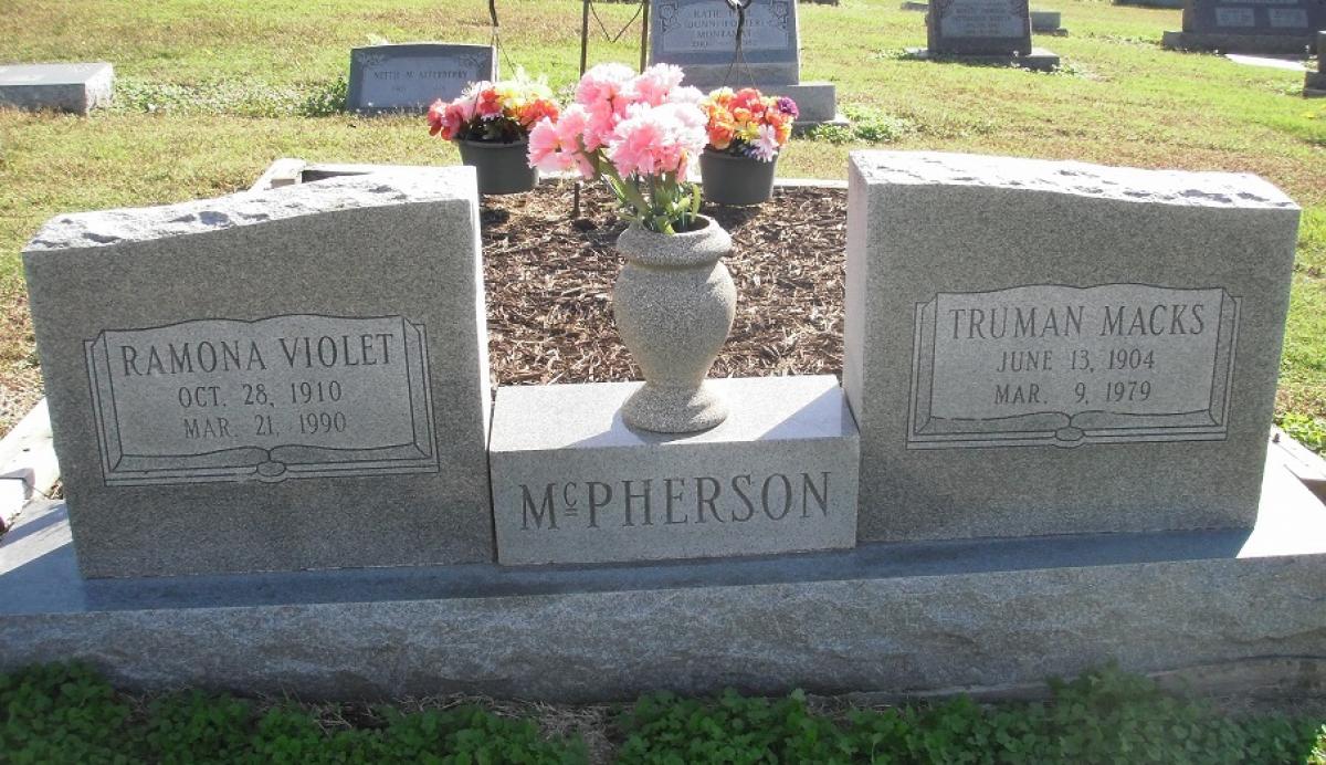 OK, Grove, Olympus Cemetery, Headstone, McPherson, Truman Macks & Ramona Violet