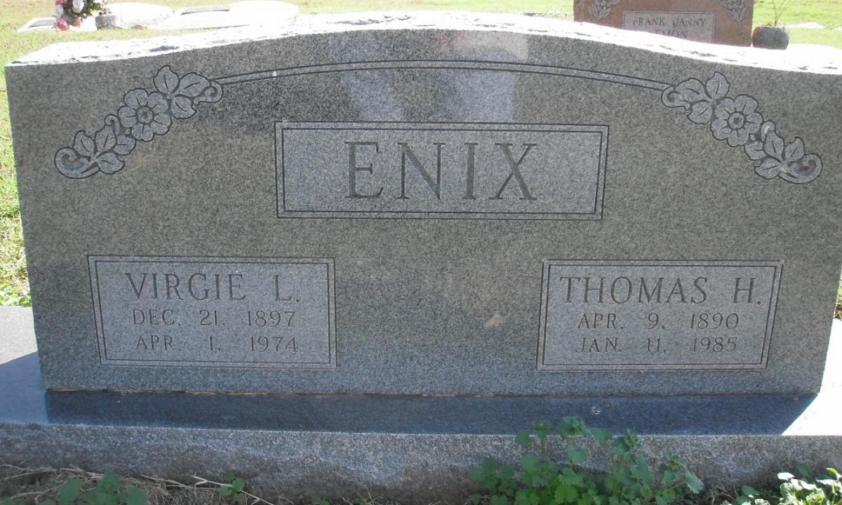 OK, Grove, Olympus Cemetery, Headstone, Enix, Thomas H. & Virgie L.