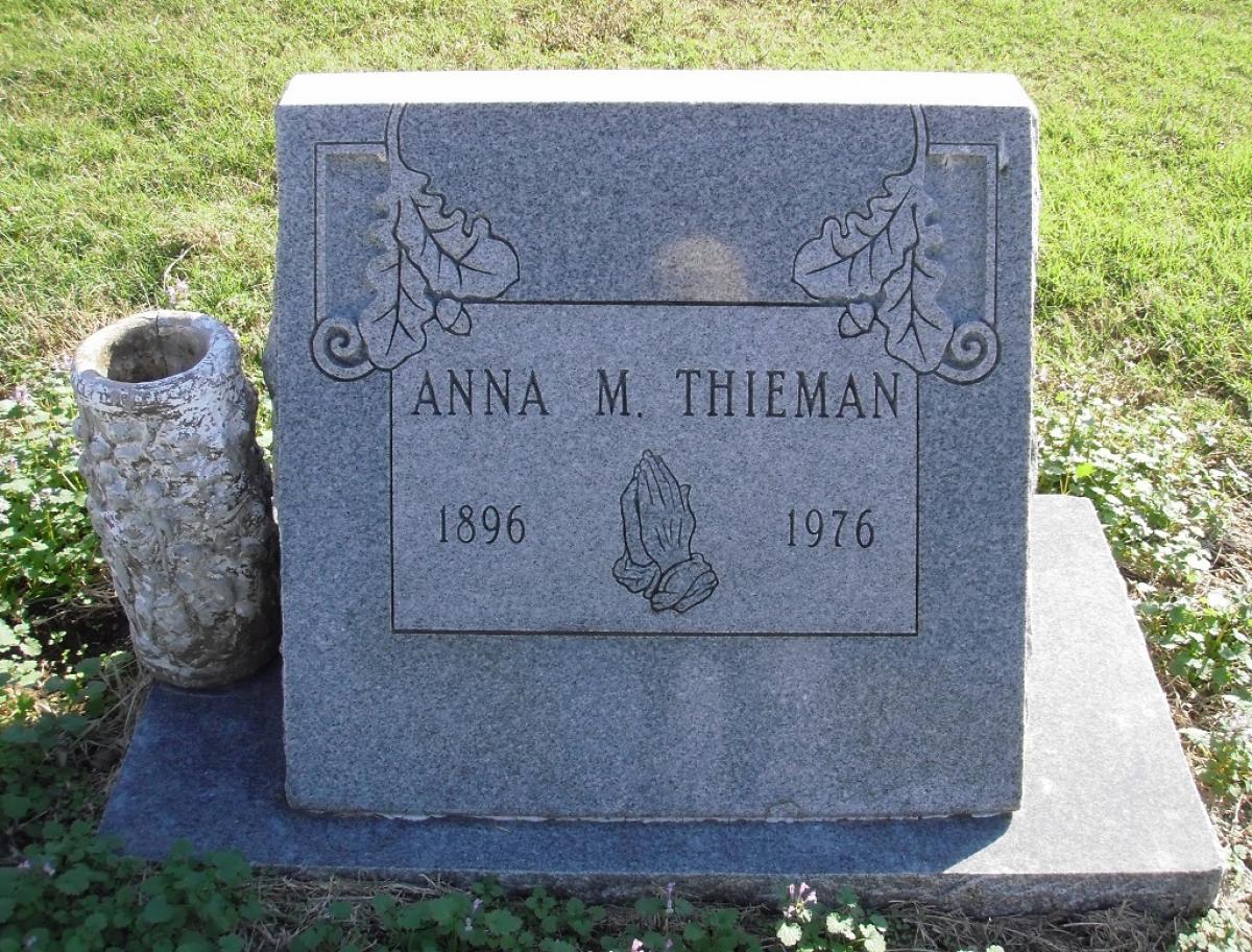 OK, Grove, Olympus Cemetery, Headstone, Thieman, Anna M.