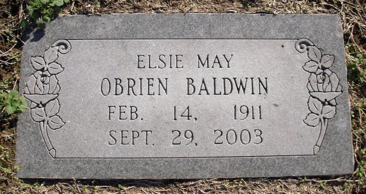 OK, Grove, Olympus Cemetery, Headstone, Baldwin, Elsie May (O'Brien)