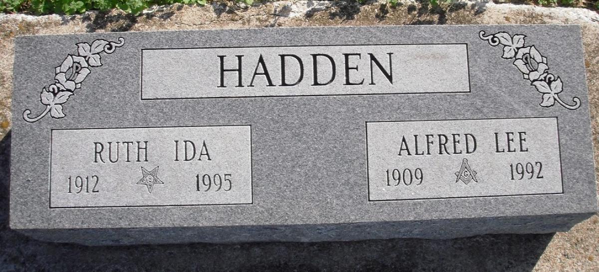 OK, Grove, Olympus Cemetery, Headstone, Hadden, Alfred Lee & Ruth Ida