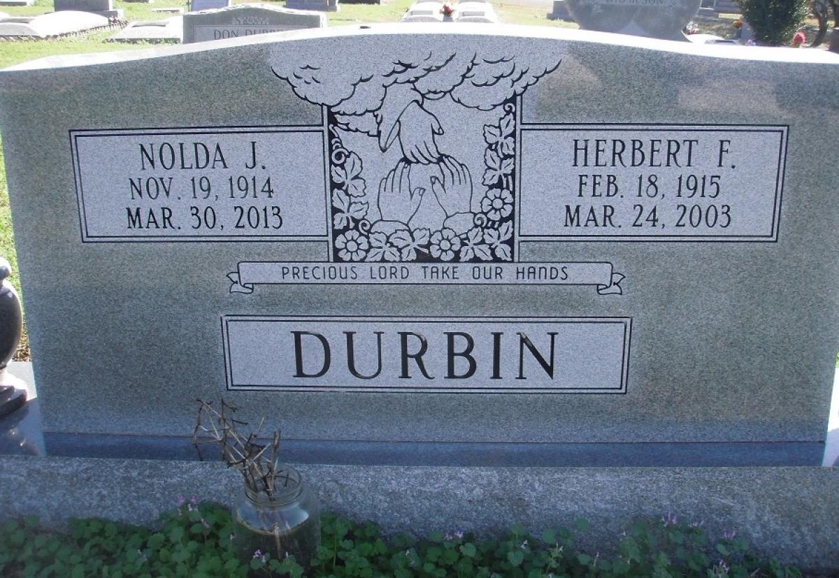 OK, Grove, Olympus Cemetery, Headstone, Durbin, Herbert F. & Nolda J.