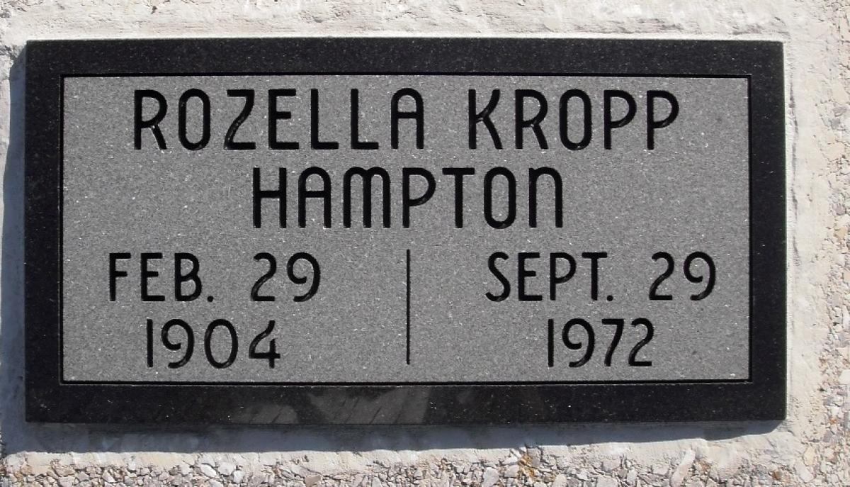 OK, Grove, Olympus Cemetery, Headstone, Hampton, Rozella (Kropp)